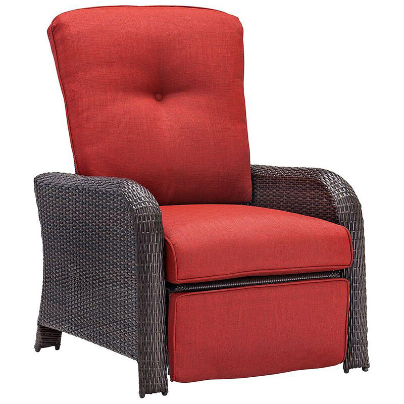 Hanover Strathmere Patio Furniture Reclining Lounge Chair - Red, , hires