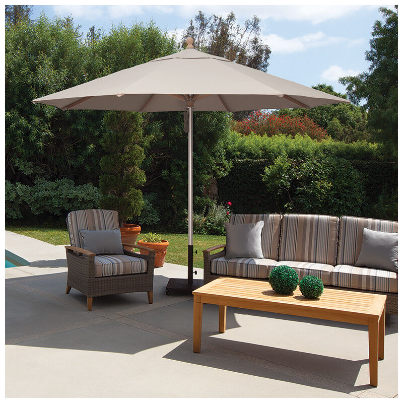 SimplyShade Ibiza 11' Octagon Wood/Aluminum Market Umbrella in Sunbrella Fabric - Antique Beige, Beige, hires