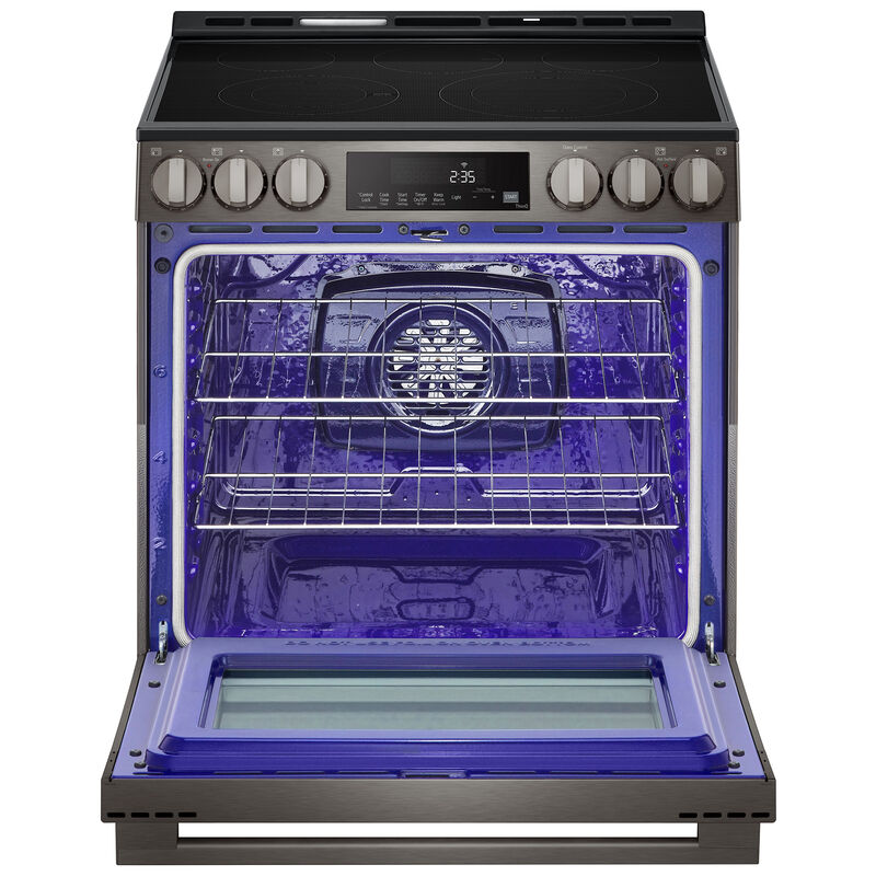 LG 30 in. 6.3 cu. ft. Smart Air-Fry Standard Convection Slide-In Electric Range with Radiant Burners - Black Stainless Steel, , hires