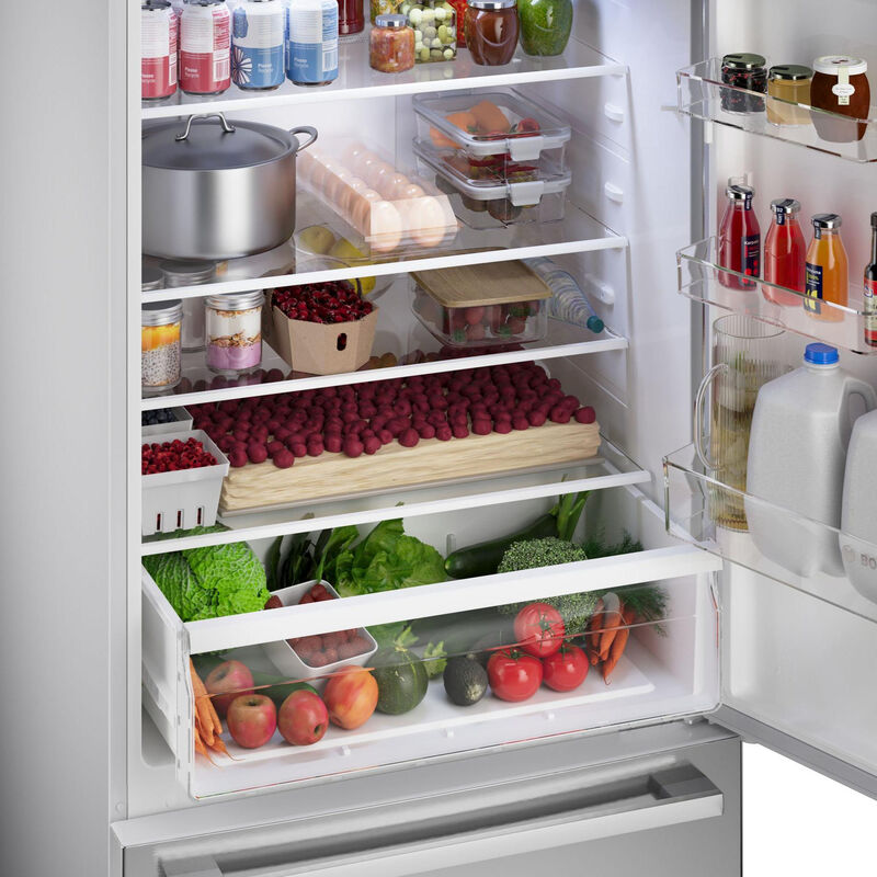 Bosch 100 Series 33 in. 17.2 cu. ft Counter Depth Bottom Freezer Refrigerator with Ice Maker - Stainless Steel, , hires