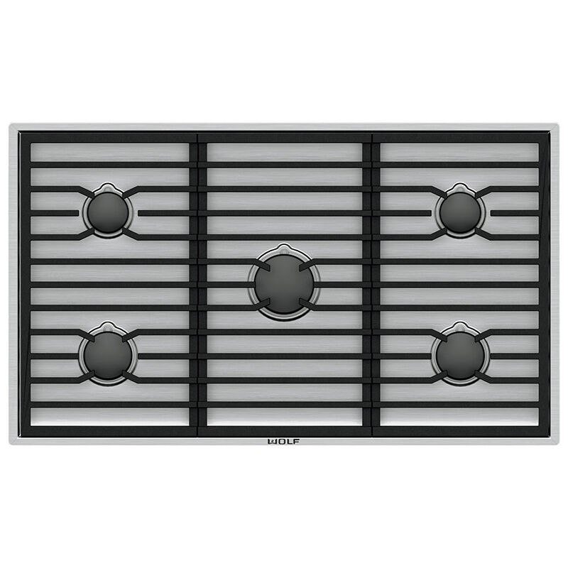 Wolf Contemporary 36 in. 5-Burner LP Gas Cooktop with Simmer Burner & Power Burner - Stainless Steel, , hires