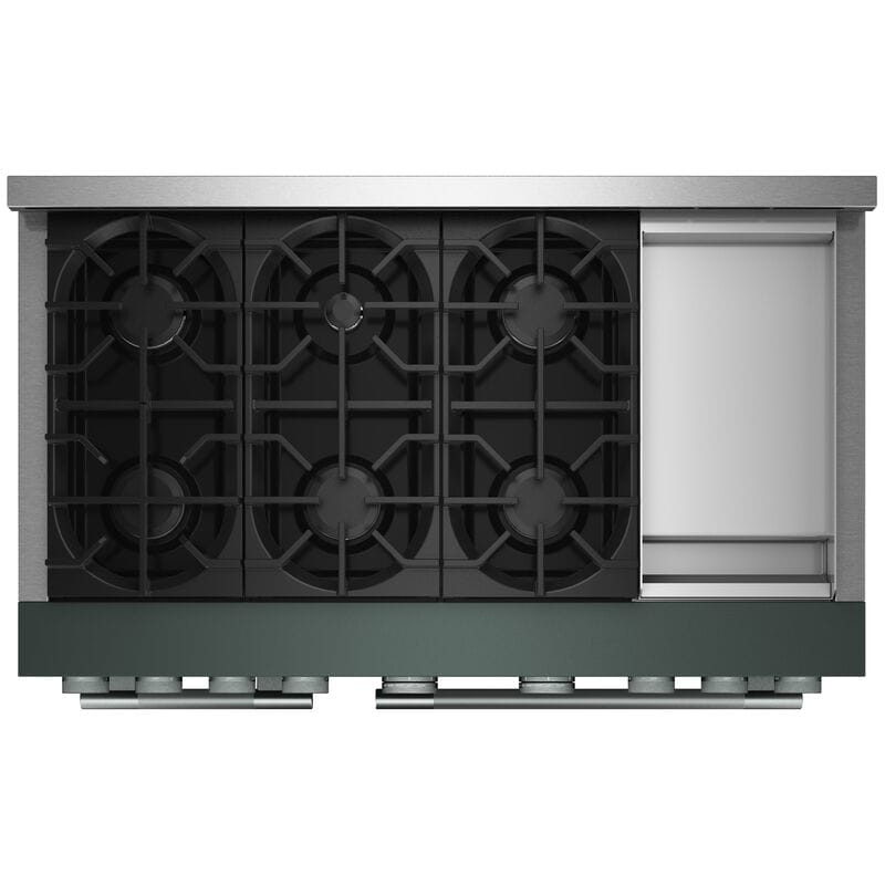 KitchenAid Commercial-Style 48 in. 6.3 cu. ft. Air-Fry True European Convection Double Oven Gas Range with 6 Sealed Burners & Griddle - Juniper, , hires