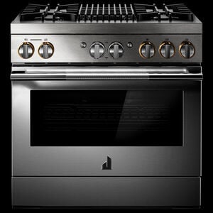 JennAir Rise Series 36 in. 5.1 cu. ft. Smart True European Convection Dual Fuel Range with 4 Sealed Burners & Grill - Stainless Steel, , hires