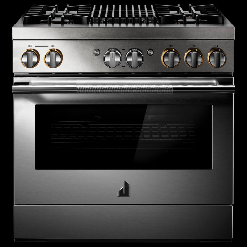 JennAir Rise Series 36 in. 5.1 cu. ft. Smart True European Convection Dual Fuel Range with 4 Sealed Burners & Grill - Stainless Steel, , hires