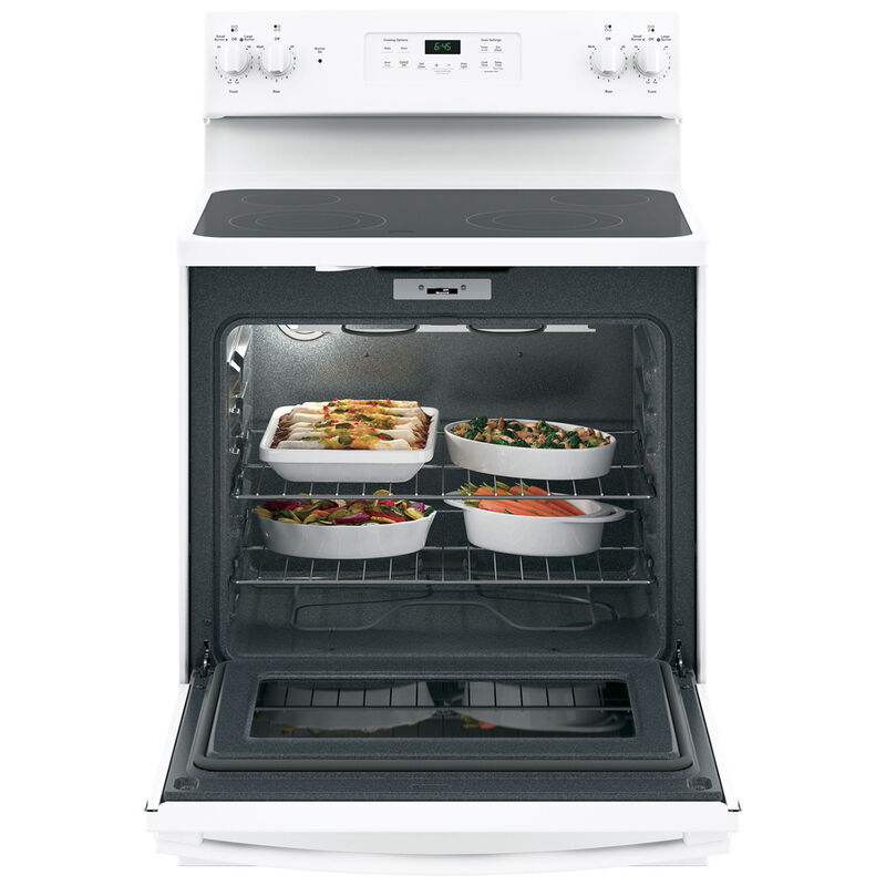 GE 30 in. 5.3 cu. ft. Oven Freestanding Electric Range with 4 Smoothtop Burners - White, White, hires
