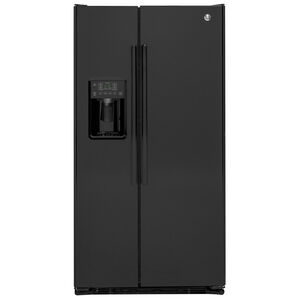 GE 36 in. 21.9 cu. ft. Counter Depth Side by Side Refrigerator with Ice & Water Dispenser - Black, Black, hires