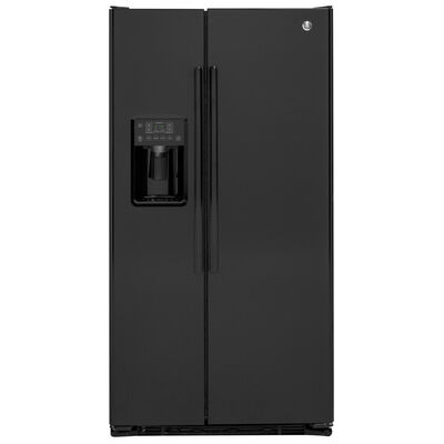 GE 36 in. 21.9 cu. ft. Counter Depth Side-by-Side Refrigerator with External Ice & Water Dispenser - Black | GZS22DGJBB