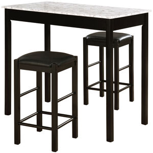 Asher Three Piece 42" Tavern Set with Faux Marble Top - Black, , hires