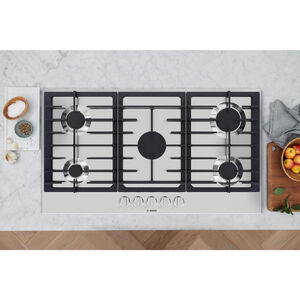 Bosch 300 Series 36 in. 5-Burner Natural Gas Cooktop with Simmer Burner & Power Burner - Stainless Steel, , hires