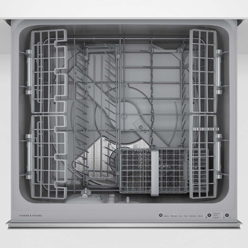 Fisher & Paykel Series 9 24 in. Smart Double Drawer with Top Control, 42 dBa Sound Level & Pocket - Stainless Steel, , hires