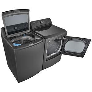 LG 27 in. 5.0 cu. ft. Top Load Washer with Speed Wash Cycle, SlamProof Glass Lid & True Balance Anti-Vibration System - Middle Black, Middle Black, hires