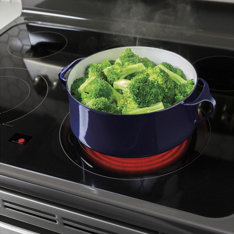 GE 30 in. 6.6 cu. ft. Air Fry Standard Convection Double Oven Electric Range with Smoothtop Burners - Stainless Steel, Stainless Steel, hires