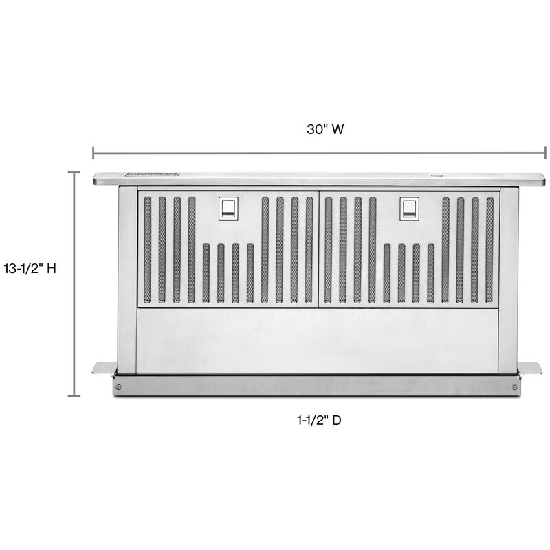 KitchenAid 30 in. Ducted Downdraft with 585 CFM & 4 Fan Speeds - Stainless Steel, , hires