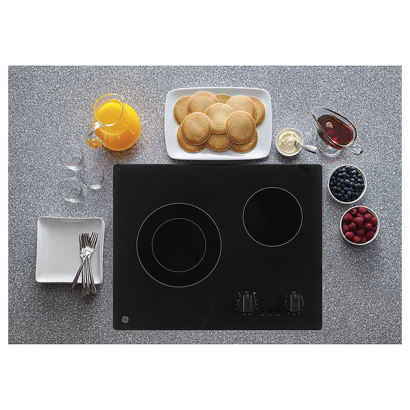 GE 21 in. 2-Burner Electric Cooktop with Simmer Burner - Black, , hires