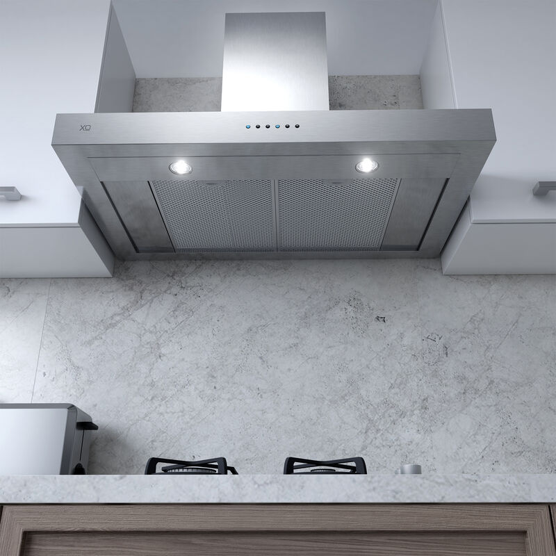 XO 30 in. Convertible Chimney Style Range Hood with 600 CFM, 3 Fan Speeds & 2 LED Lights - Stainless Steel, , hires