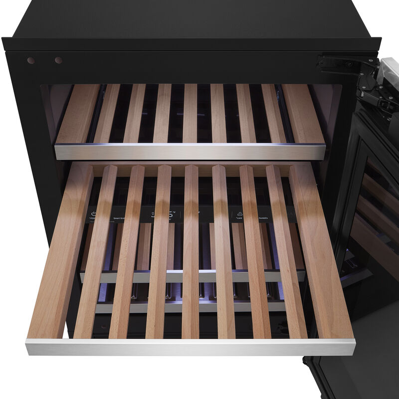 Signature Kitchen Suite 24 in. Undercounter Smart Wine Cooler with Metal & Wood Racks, Dual Temperature Zones & 41 Bottle Capacity - Custom Panel Ready, , hires