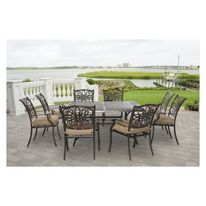 Hanover Traditions 9-Piece 60" Square Cast Top Dining Set - Tan, , hires