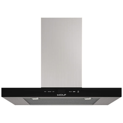 Wolf 30 in. Chimney Style Range Hood with 3 Speed Settings, Convertible Venting & 2 LED Lights - Black | VW30B