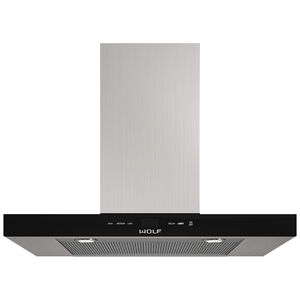 Wolf 30 in. Chimney Style Range Hood with 3 Speed Settings, Convertible Venting & 2 LED Lights - Black, , hires