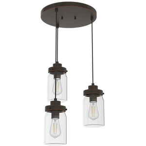 Hunter Devon Park 4.5 in. 3-Light Round Cluster Ceiling Light with Clear Glass - Onyx Bengal, , hires