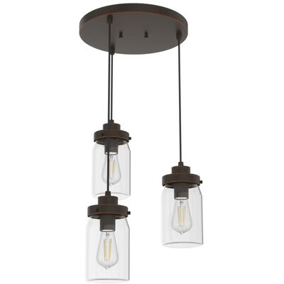 Hunter Devon Park 4.5 in. 3-Light Round Cluster Ceiling Light with Clear Glass - Onyx Bengal | 19157