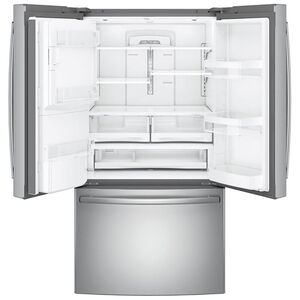 GE 36 in. 27.7 cu. ft. French Door Refrigerator with External Ice & Water Dispenser - Stainless Steel, Stainless Steel, hires