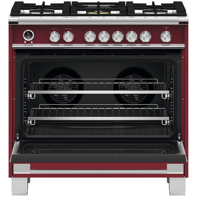 Fisher & Paykel Series 9 Classic 36 in. 4.9 cu. ft. Convection Oven Freestanding Dual Fuel Range with 5 Sealed Burners - Red, , hires