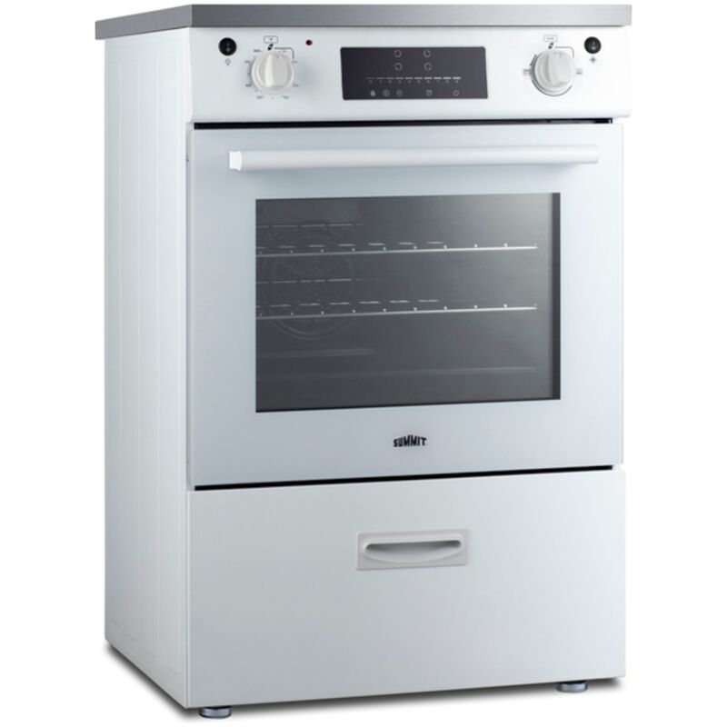 Summit 24 in. 2.6 cu. ft. Standard Convection Slide-In Electric Range with 4 Induction Burners - White, White, hires