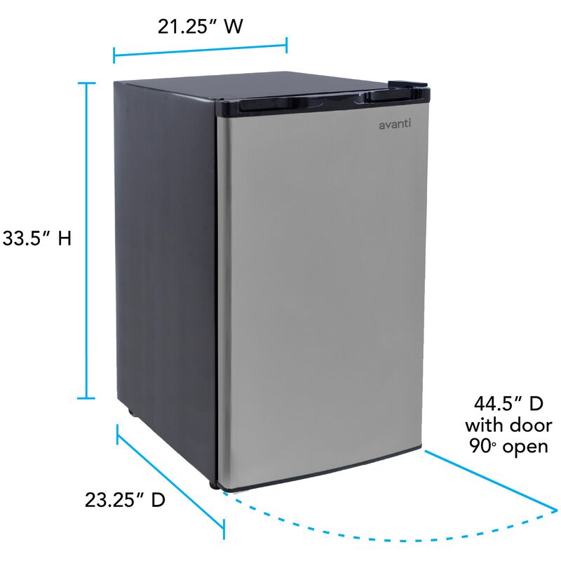 Avanti 21 in. 4.5 cu. ft. Mini Fridge with Freezer Compartment - Stainless Steel, , hires