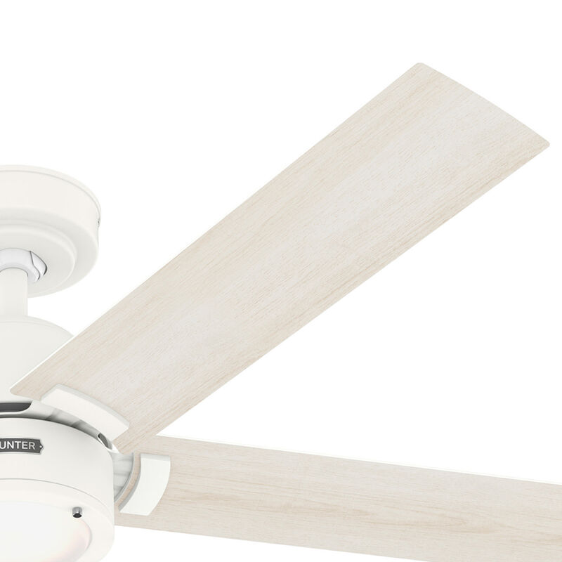Hunter 52 in. Erling Energy Star Ceiling Fan with LED Light Kit & Handheld Remote - Fresh White, Fresh White, hires