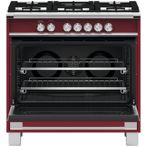 Fisher & Paykel Series 7 36 in. 4.9 cu. ft. Standard Convection Gas Range with 5 Sealed Burners - Red, , hires
