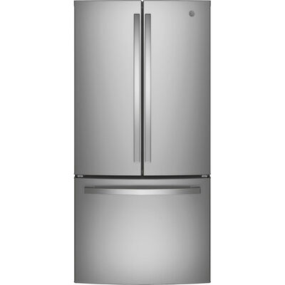 GE 33 in. 24.7 cu. ft. French Door Refrigerator with Internal Water Dispenser - Stainless Steel | GNE25JYKFS