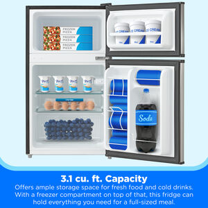 Midea 19 in. 3.1 cu. ft. Mini Fridge with Top Freezer - Stainless Steel, , hires