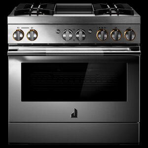JennAir Rise Series 36 in. 5.1 cu. ft. Smart True European Convection Steam Dual Fuel Range with 4 Sealed Burners & Griddle - Stainless Steel, , hires