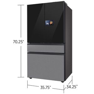 Samsung Bespoke 36 in. 28.6 cu. ft. Smart 4-Door French Door Refrigerator with AI Home, Beverage Center & Internal Water Autofill Pitcher - Charcoal Glass & Stainless Steel, , hires