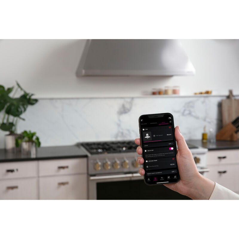 Monogram 48 in. Smart Ducted Standard Style Range Hood with 1220 CFM, 4 Fan Speeds & 1 LED Light - Stainless Steel, , hires