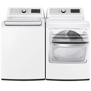 LG 27 in. 5.5 cu. ft. Smart Top Load Washer with TurboWash3D Technology - White, White, hires