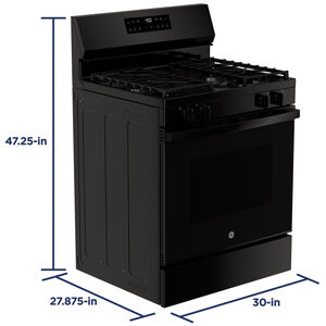 GE 400 Series 30 in. 5.3 cu. ft. Smart Oven Freestanding Natural Gas Range with 4 Sealed Burners - Black, , hires