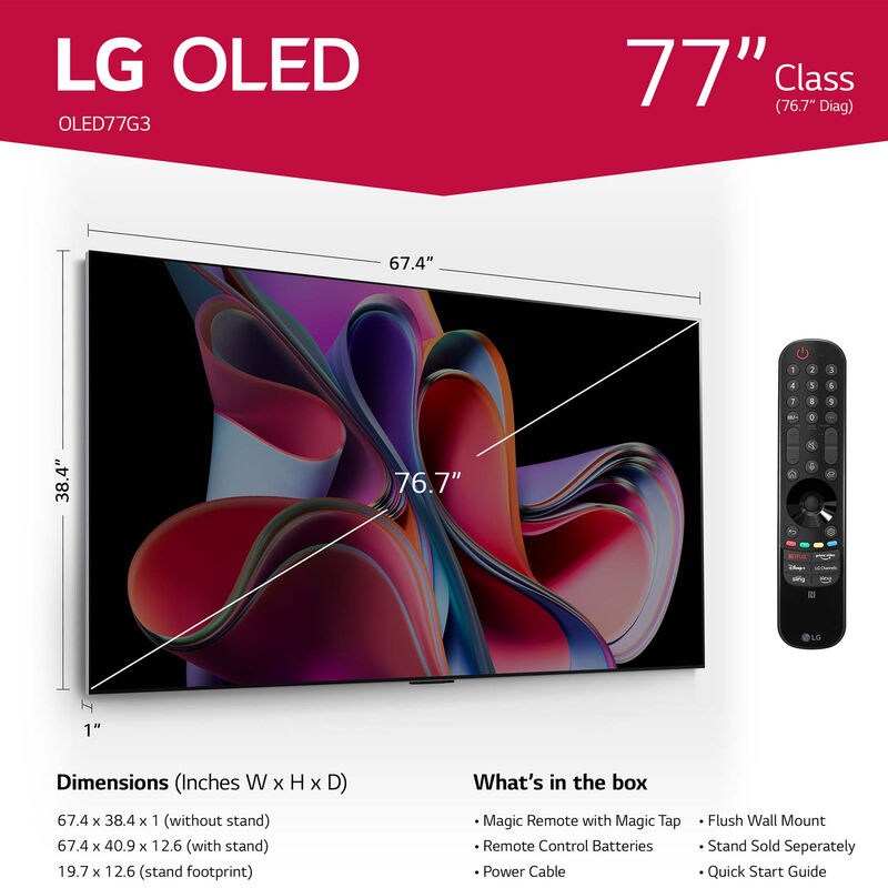 LG - 77" Class G3 Series OLED evo 4K UHD Smart WebOS TV, , hires