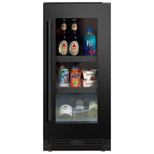 XO 15 in. Built-In/Freestanding 3.3 cu. ft. Compact Beverage Center with Pull-Out Shelves & Digital Control - Black Stainless Steel, , hires