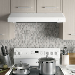 GE 30 in. Convertible Standard Style Range Hood with 270 CFM, 2 Fan Speeds & 2 LED Lights - White, , hires