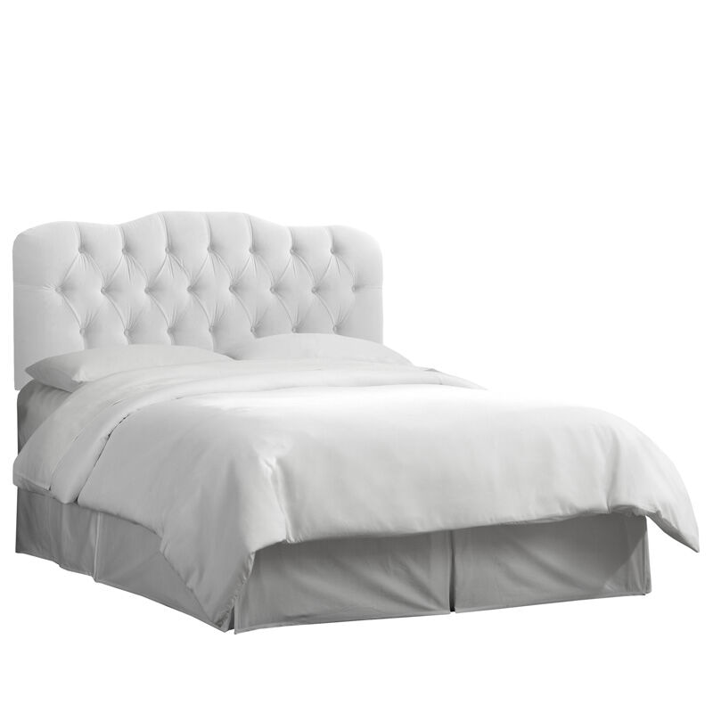 Skyline Furniture Tufted Velvet Fabric King Size Upholstered Headboard - White, White, hires