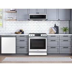 Samsung Bespoke 30 in. 1.1 cu. ft. 1100W Low Profile Smart Over-the-Range Microwave with 400 CFM - White Glass, , hires