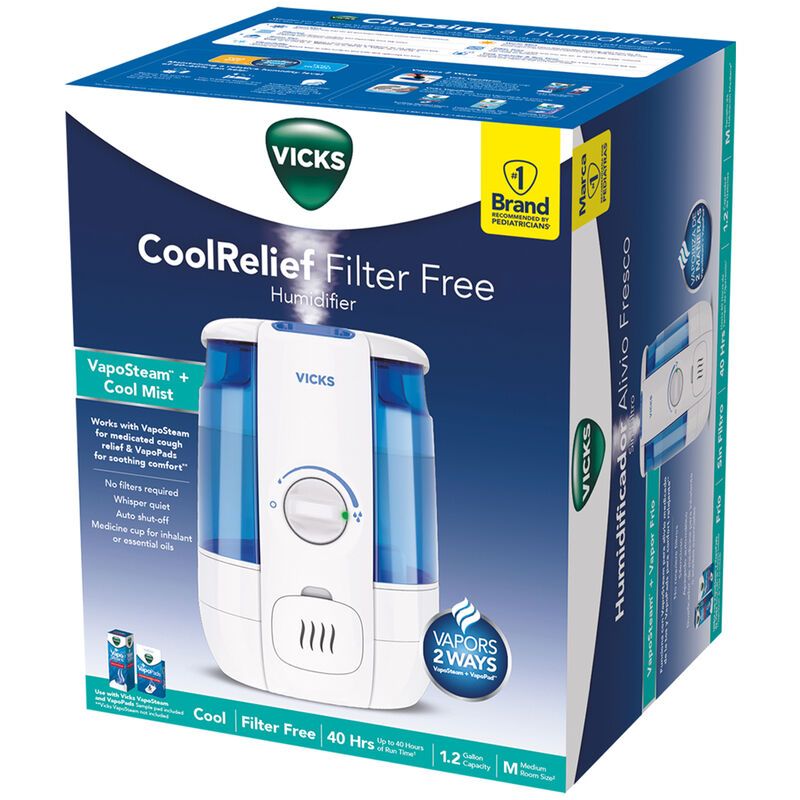 Vicks Ultrasonic Mist Humidifier with Built-In Timer - White and Blue, , hires