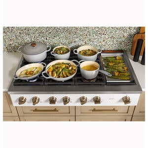 Cafe 48 in. 6-Burner Natural Gas Rangetop with Griddle, Simmer Burner & Power Burner - Matte Black, Matte Black, hires