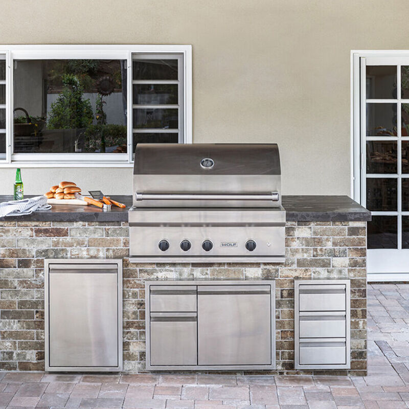 Wolf 36 in. 3-Burner Built-In Natural Gas Grill with Rotisserie, Sear Burner & Smoker Box - Stainless Steel, , hires