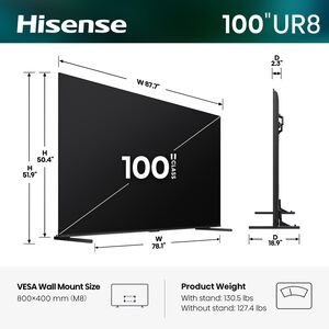 Hisense - 100" Class UR8 Series RGB Mini-LED 4K UHD Smart Google TV, , hires