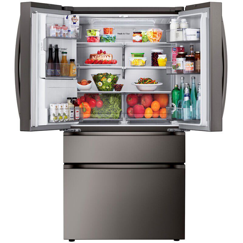 LG 36 in. 28.6 cu. ft. Smart 4-Door French Door Refrigerator with Ice & Water Dispenser - PrintProof Black Stainless Steel, PrintProof Black Stainless Steel, hires