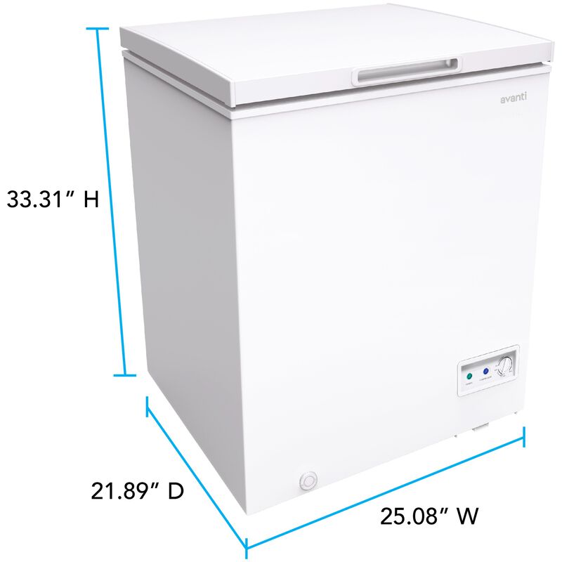 Avanti 25 in. 5.0 cu. ft. Garage-Ready Compact Chest Freezer - White, , hires