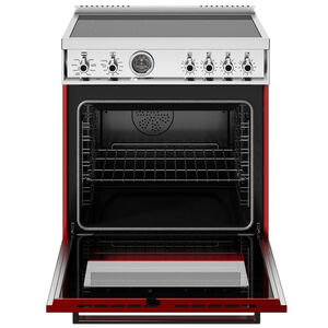 Bertazzoni Professional Series 30 in. 4.6 cu. ft. Air Fry Convection Oven Freestanding Electric Range with 4 Induction Zones - Red, , hires